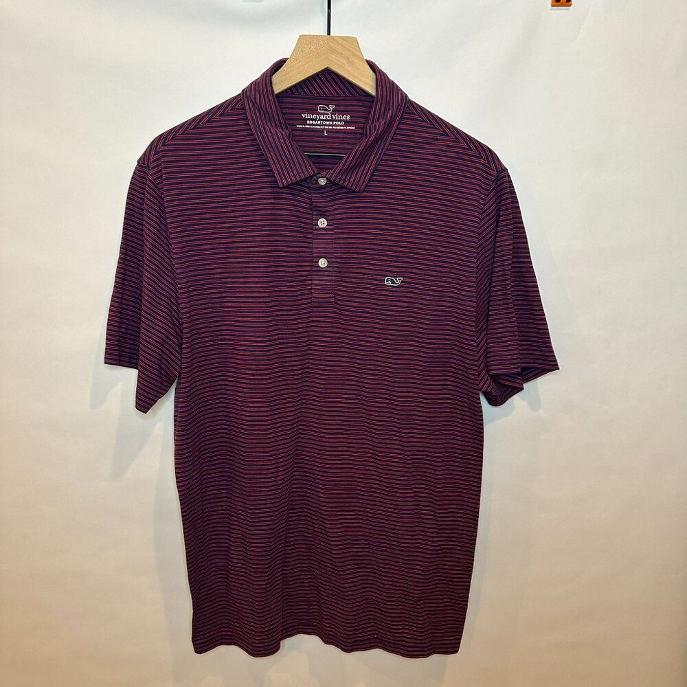 Vineyard vines, Edgartown polo, navy and red stripes L